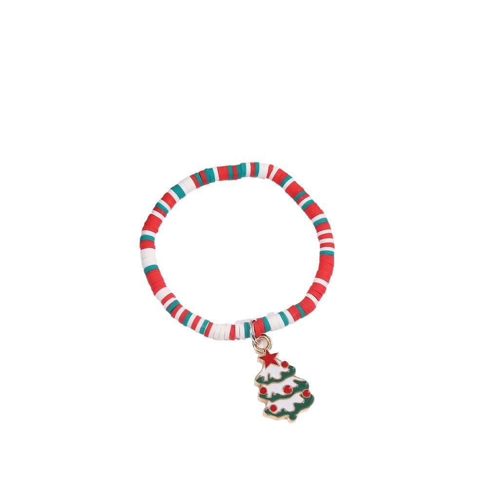 Casual Geometric Resin Beaded Bracelet with Christmas Charms for Unisex