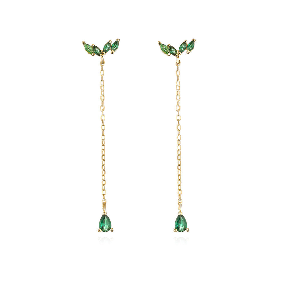 Orecchini a Nappa Geometrici da Donna in Rame con Placcatura in Oro 18K e Dettagli in Zirconi