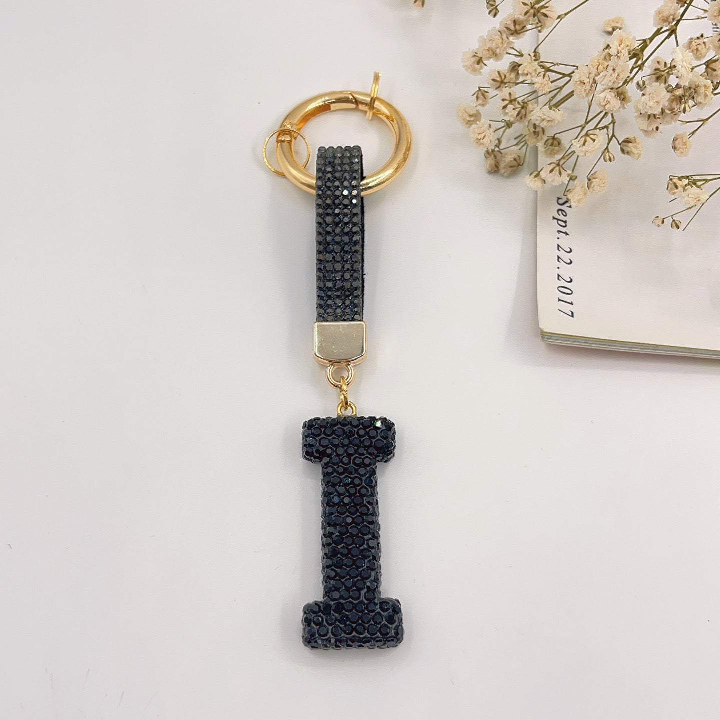 Sweet Rhinestone Inlay Letter Resin Keychain Charm Bar