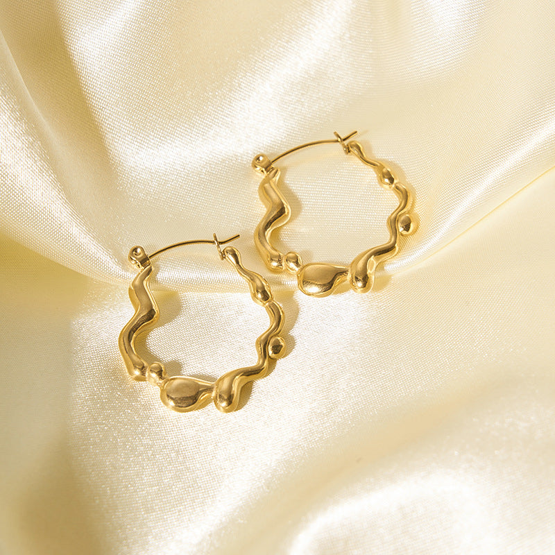 Orecchini da donna in acciaio inossidabile placcato oro 18K, geometrici asimmetrici a U, stile Ins