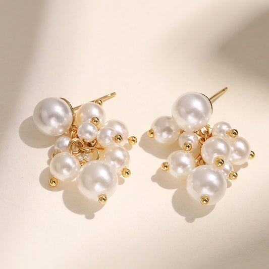Elegant Minimalist Geometric Pearl Stainless Steel Earrings for Women
