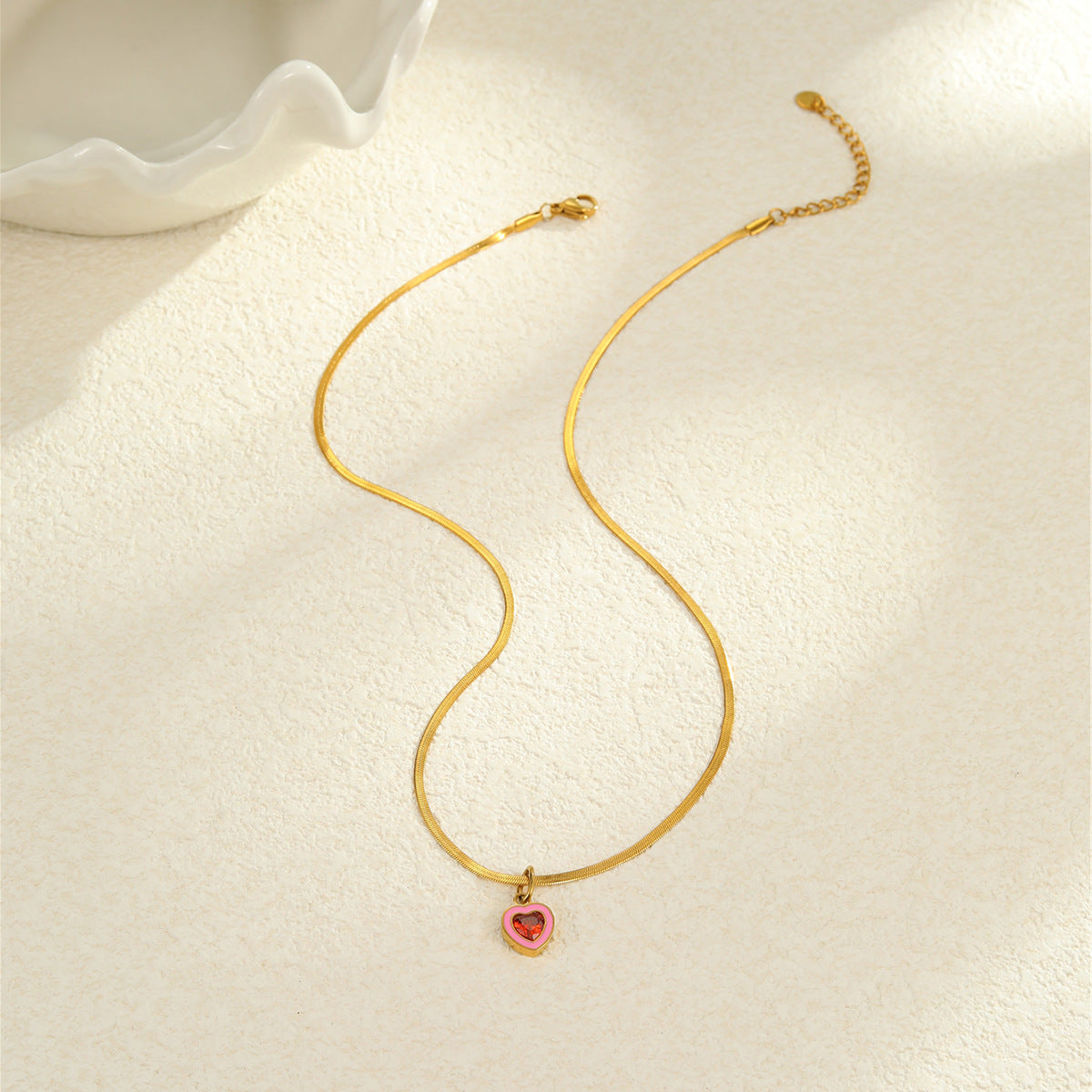 Minimalist Geometric Pendant Necklace in Titanium Steel with 18K Gold Plating for Women