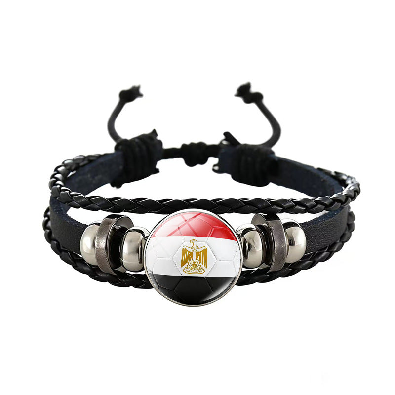 Unisex Geometric Round Braided Leather Bracelet Adjustable Handmade Wristband