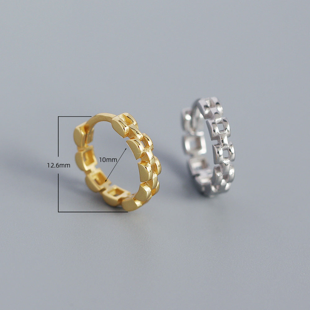 Orecchini a perno da donna in argento Sterling S925 geometrici minimalisti con finitura placcata