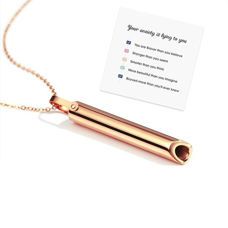 Natural Style Geometric Stainless Steel Pendant Necklace with Titanium Steel Charm and Plated Finish for Mindfulness Breathing and Stress Relief