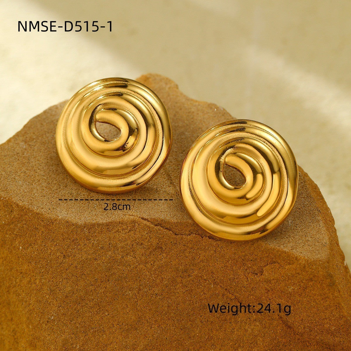 Orecchini da donna alla moda in acciaio al titanio con spirale geometrica e placcatura in oro