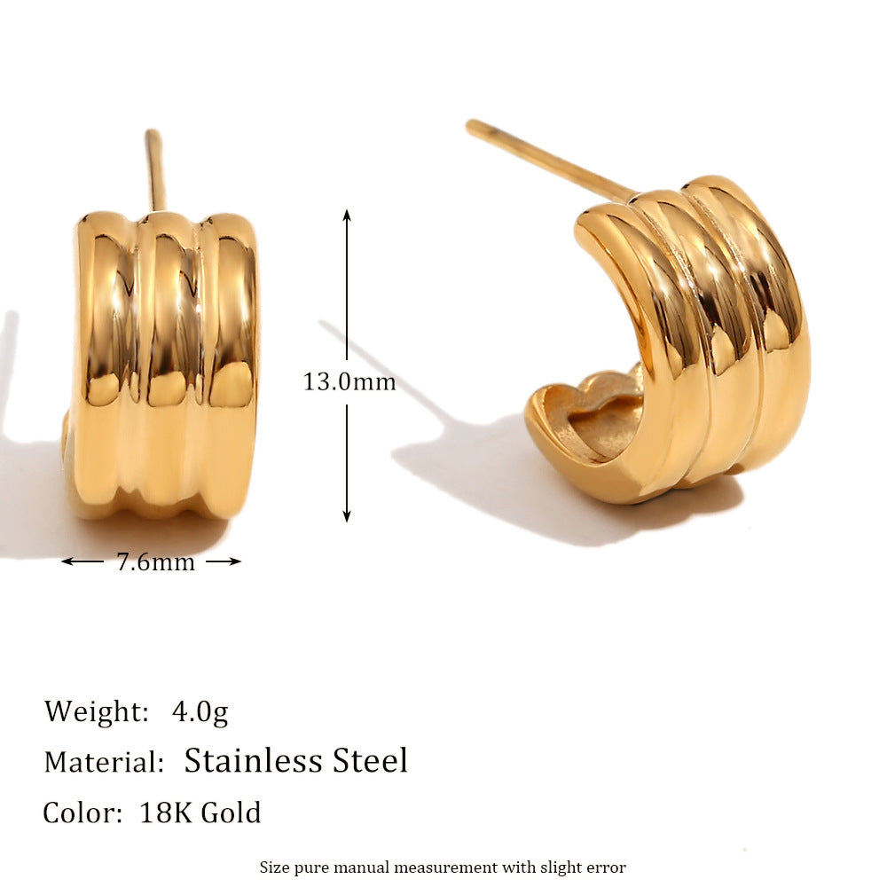 Orecchini a cerchio mini da donna in acciaio inossidabile placcato oro 18K con design geometrico minimalista e alla moda
