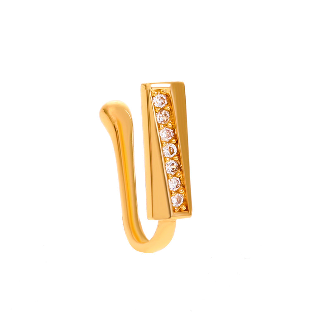 Clip per il naso a forma di U con stella e cuore placcata in rame vintage con zirconia cubica