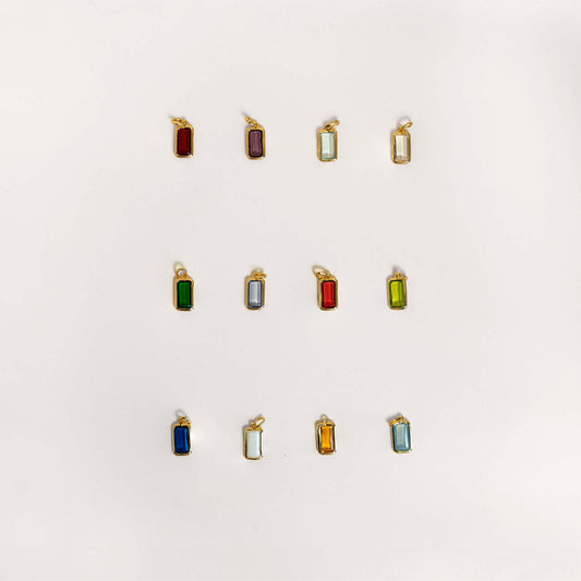 Minimalist Square Stainless Steel Pendant with Colorful Cubic Zirconia Plated Titanium Steel Corn Chain Necklace DIY Charm Bar