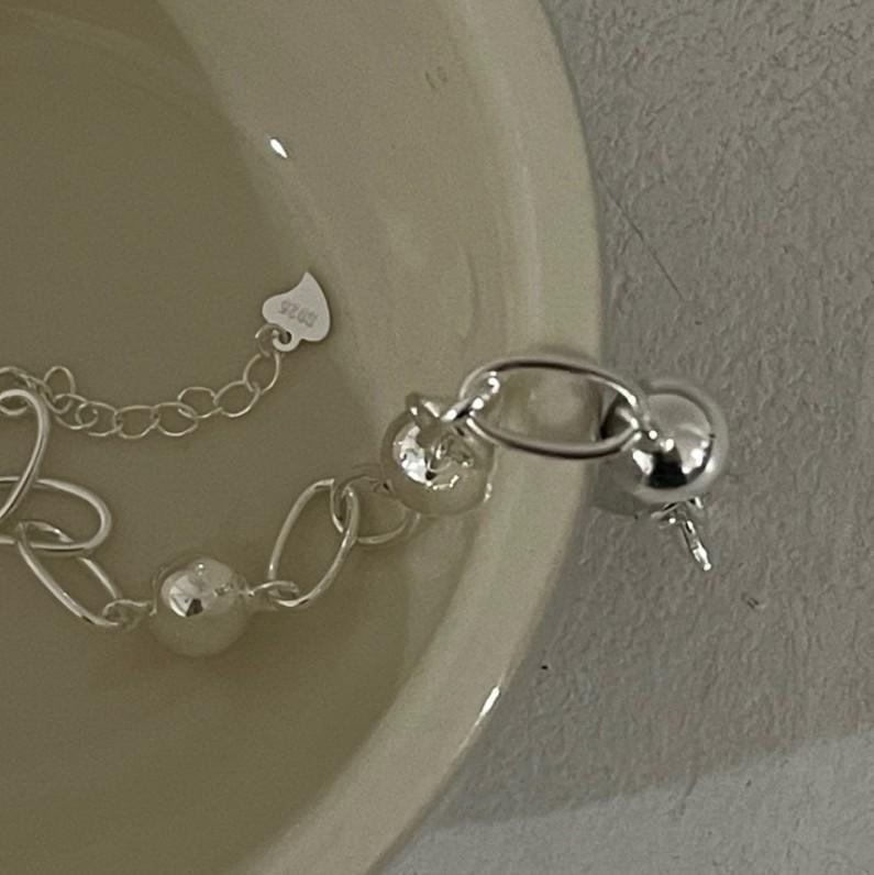 Bracciale Minimalista con Perline a Forma di Stella in Argento Sterling 925 Placcato Elettronicamente per Donne