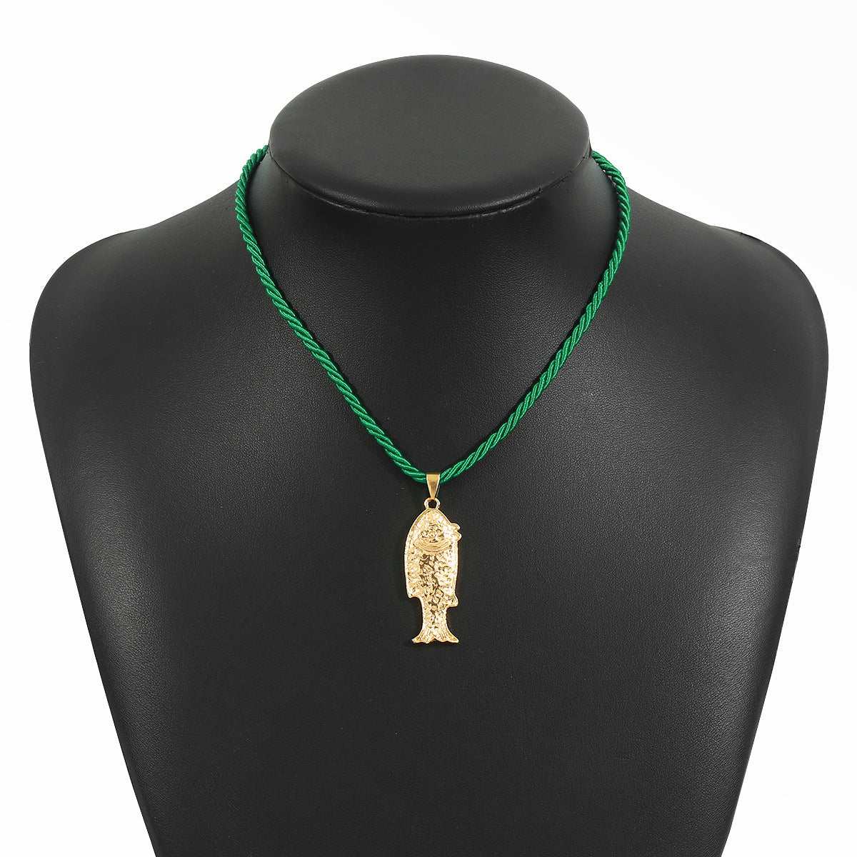 Dolce Collana con Ciondolo a Forma di Pesce Minimalista con Ciondolo in Lega e Cordino in Poliestere