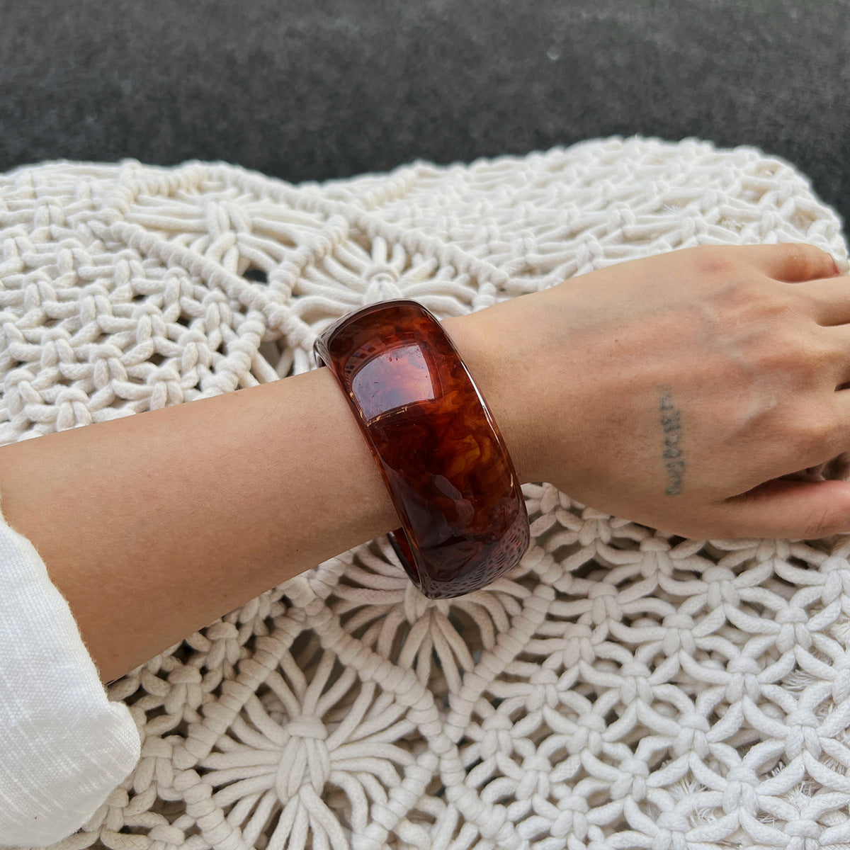 Elegant Geometric Gradient Resin Acrylic Wide Cuff Bracelet