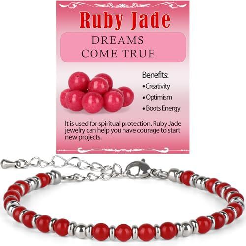 Sweet Geometric Gemstone Beaded Stainless Steel Adjustable Bracelet