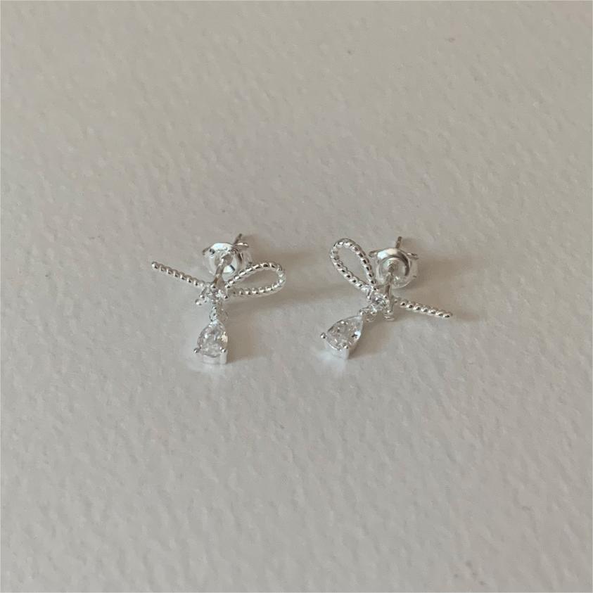 Minimalist Sweet 925 Sterling Silver Plated Geometric Letter Stud Earrings with Cubic Zirconia