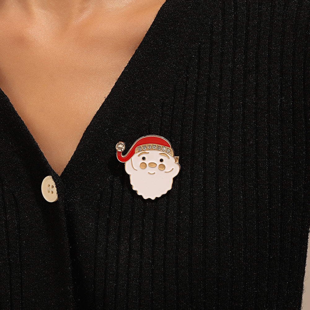 Christmas Pin with Enamel Snowman and Bell Design Alloy Brooch for Unisex Holiday Decoration