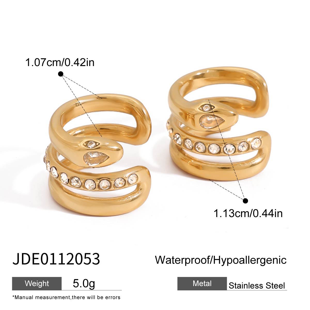 Geometric Plated Stainless Steel Snake Ear Cuff for Women