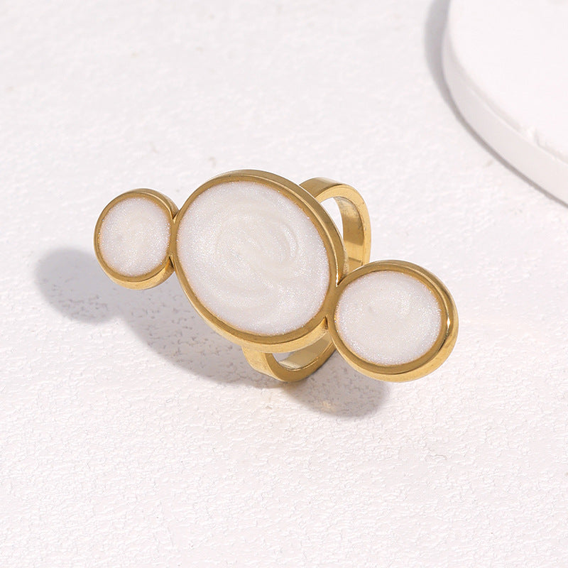 Minimalist Geometric Stainless Steel Open Ring with 18K Gold Plating for Women, Hypoallergenic and Fade-Resistant Luxury Jewelry
