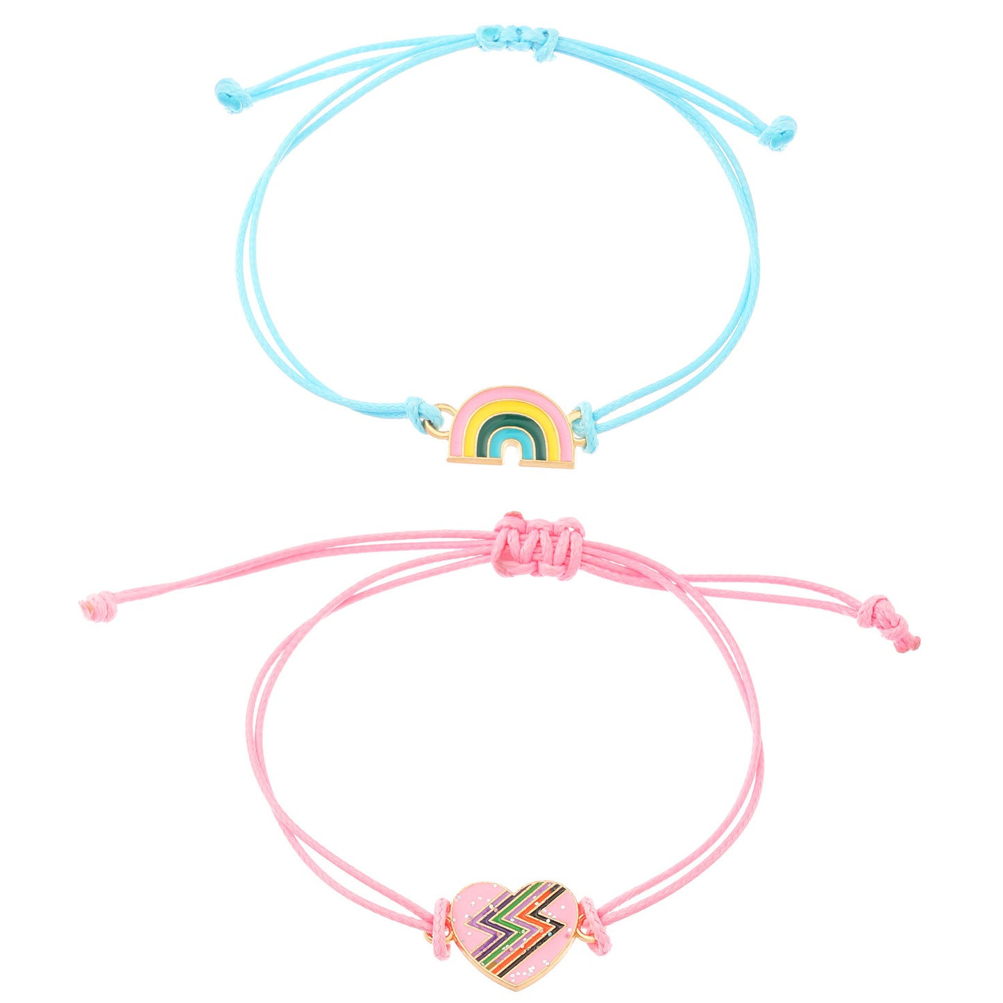 Sweet Heart Star Butterfly Floral Alloy Bracelet Unisex Handmade Woven Cord