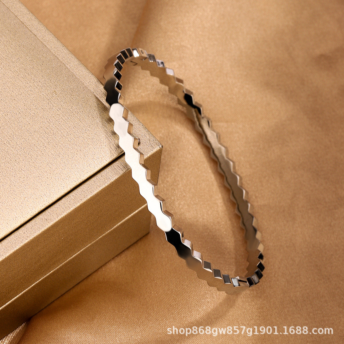 Bracciale da donna in titanio e acciaio lucidato con strass, stile minimalista per affari