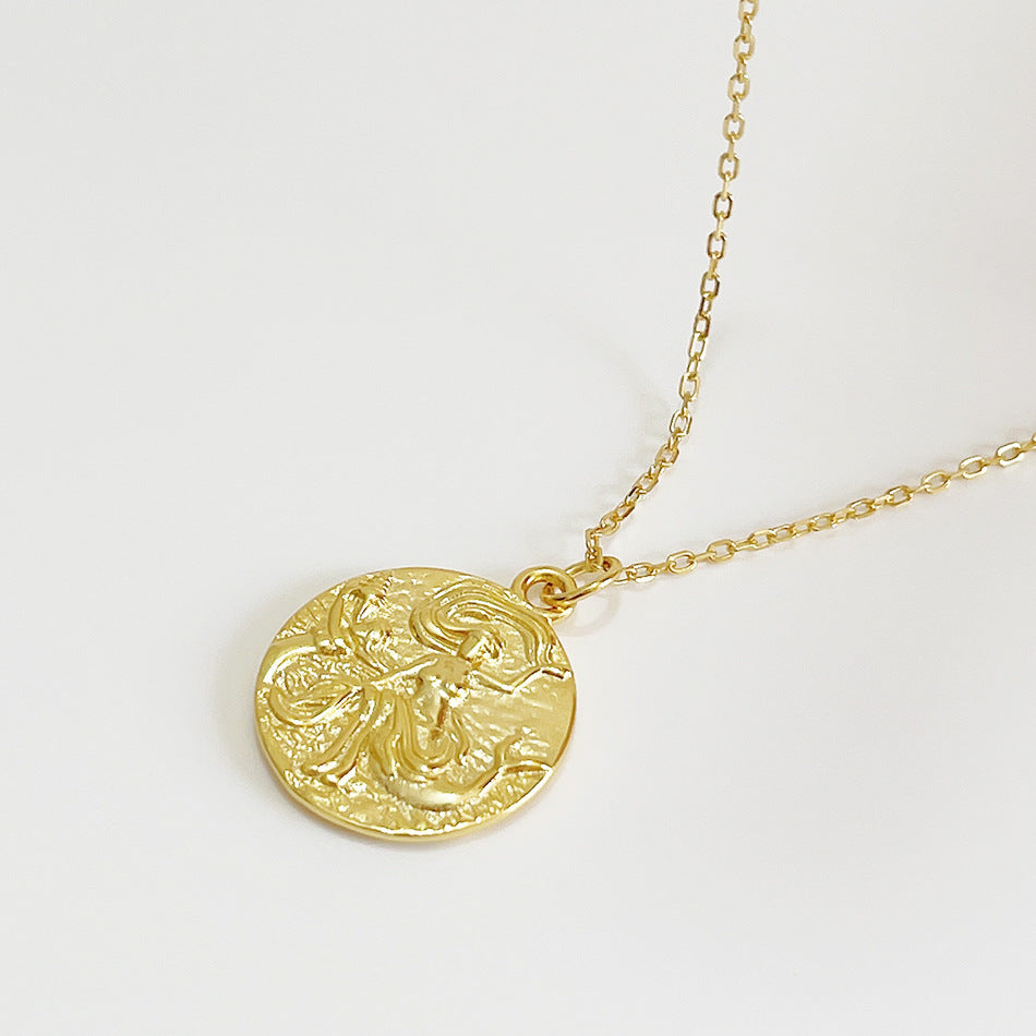 18K Gold Plated 925 Sterling Silver Geometric Mermaid Necklace