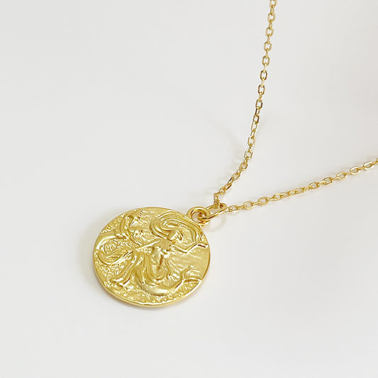 18K Gold Plated 925 Sterling Silver Geometric Mermaid Necklace