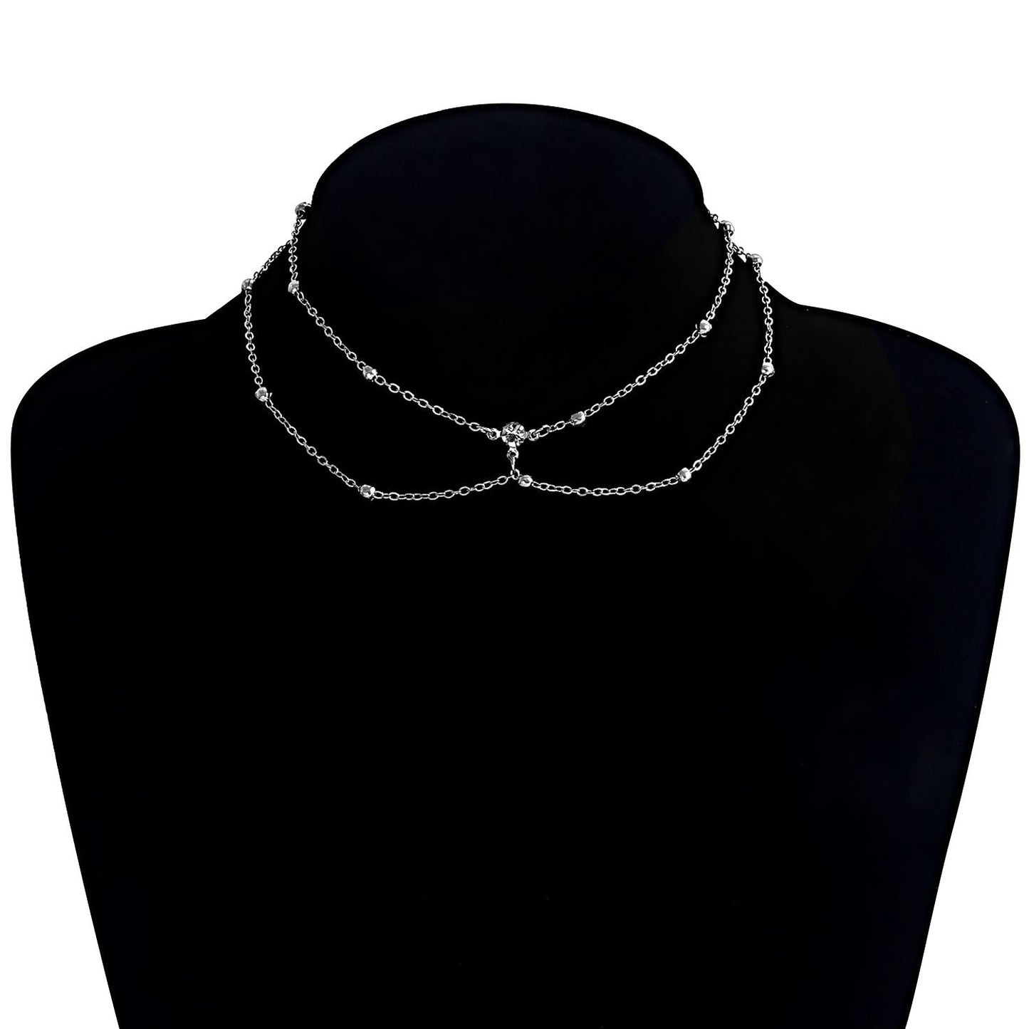 Geometric Pendant Necklace with Tassel Detail, Alloy Body and Plated Finish, Natural Style Layered Clavicle Chain for Women