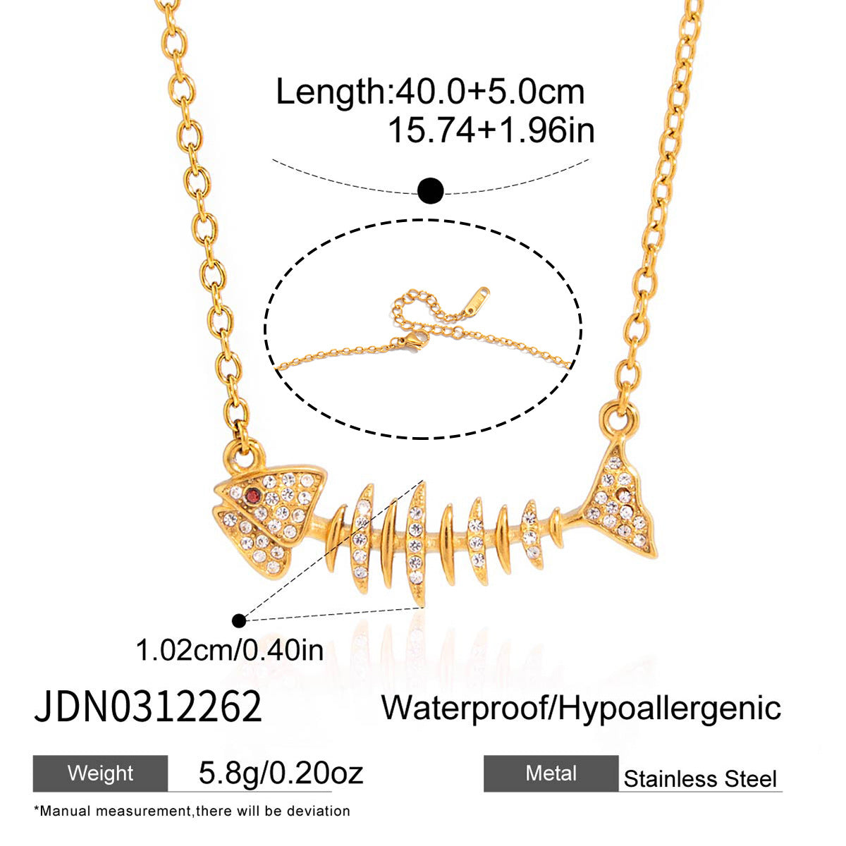 Fish Shape Titanium Steel Pendant Stainless Steel Plated Necklace and Earring Set for Women