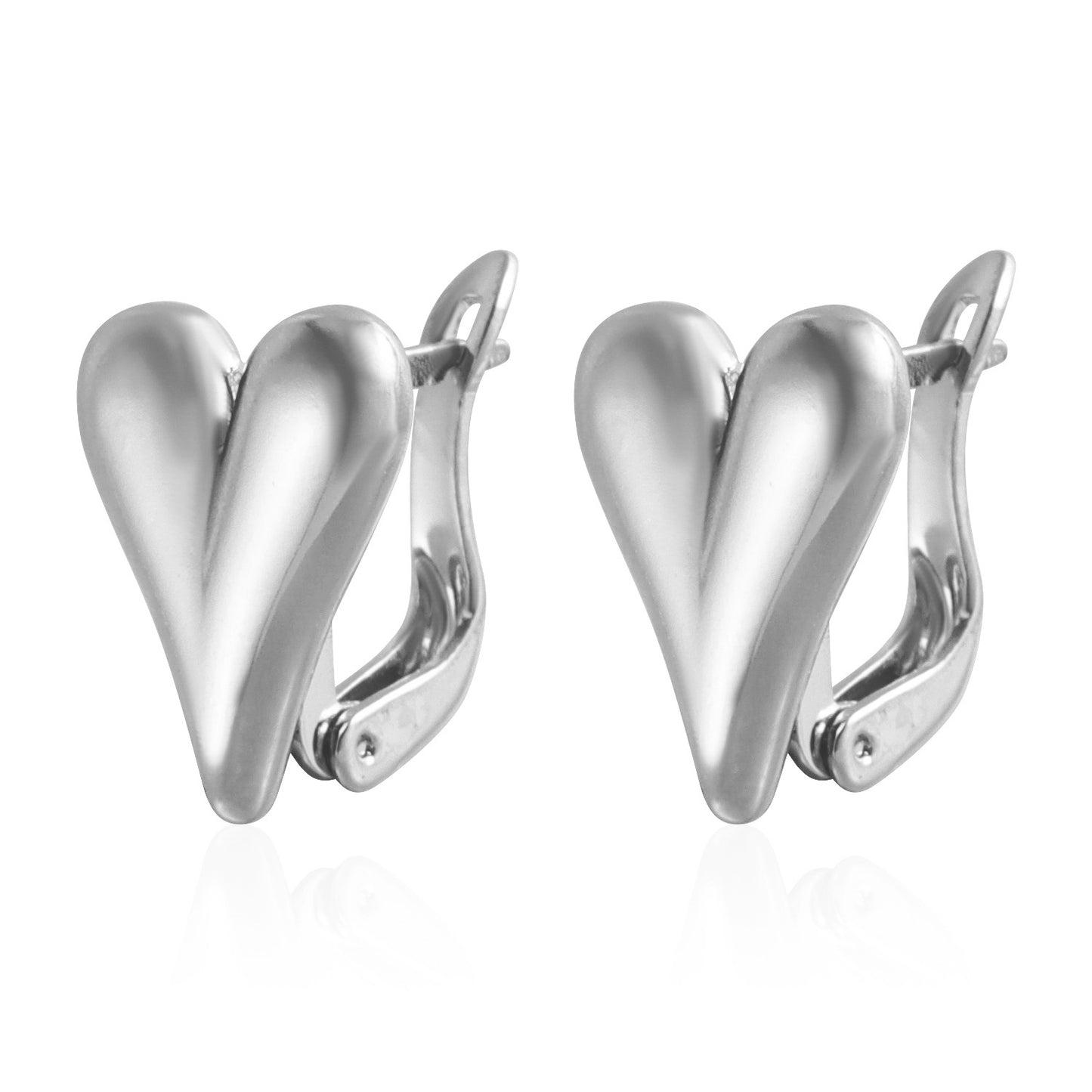 Fashionable Heart-Shaped Alloy Stud Earrings for Women with Plated Finish, Elegant and Versatile Everyday Jewelry