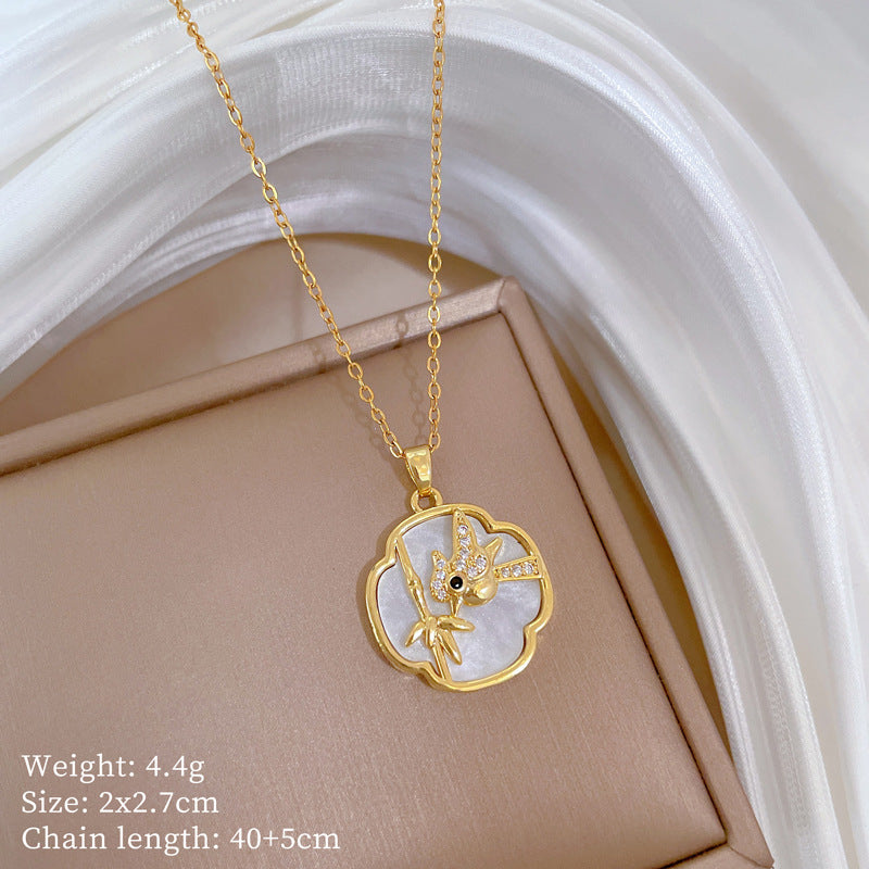 Collana Geometrica con Cielo Stellato da Donna con Strass Micro-Incastonati in Acciaio al Titanio, Stile Dolce, Fresco e Minimalista