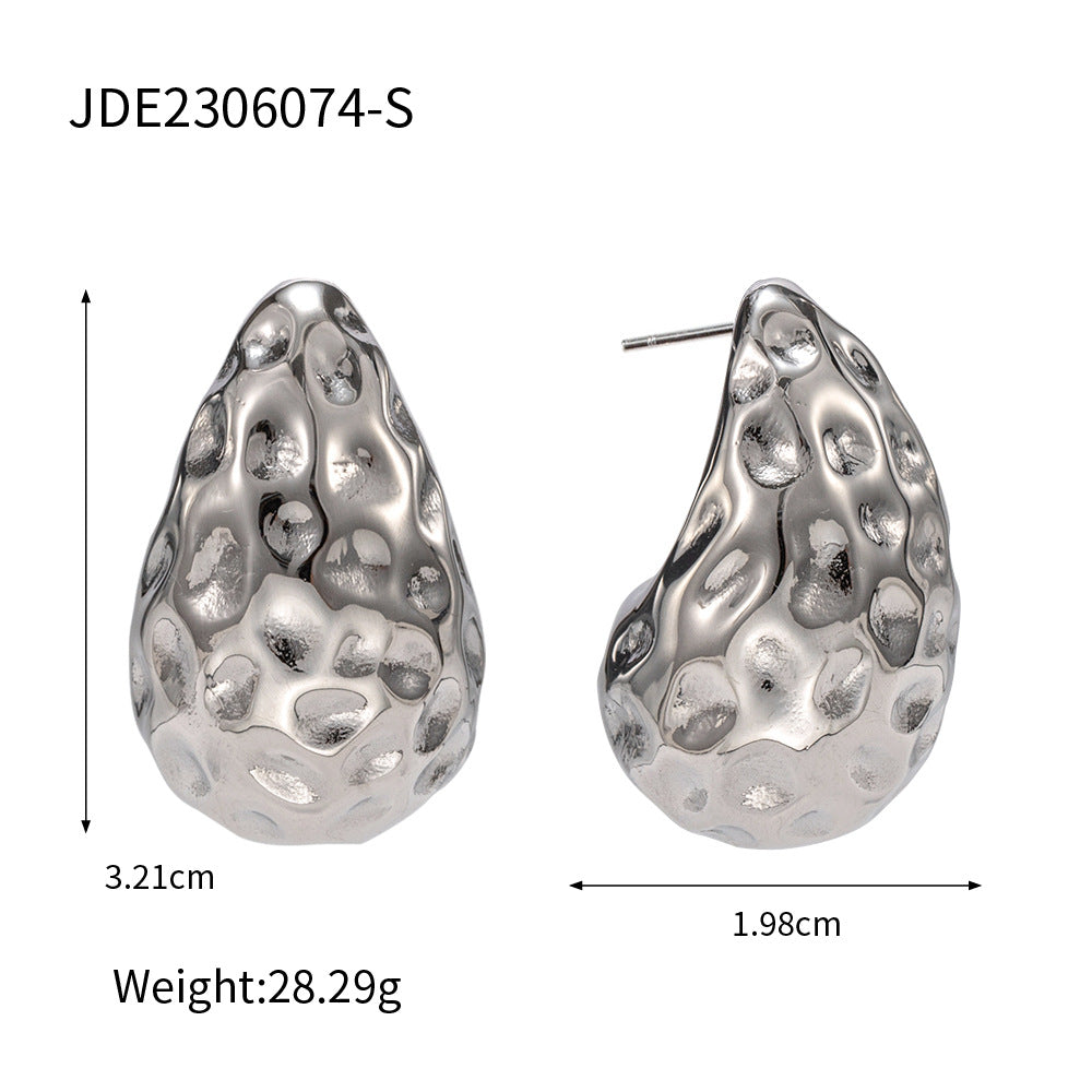18K Gold Plated Teardrop Titanium Steel Earrings for Women