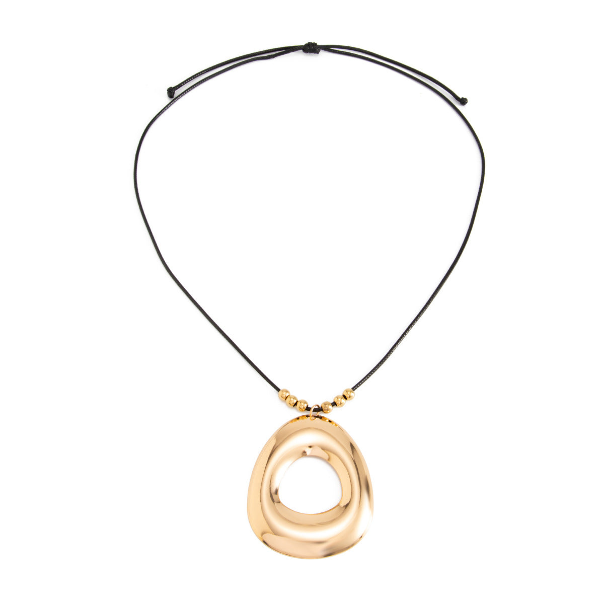 Elegant Geometric Teardrop Zinc Alloy Pendant Leather Cord Necklace for Women