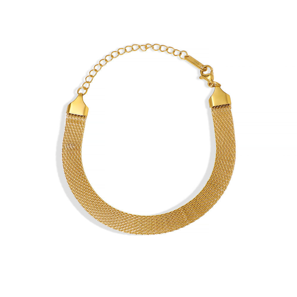 INS Style Geometric and Letter-Shaped Titanium Steel Stainless Steel Bracelet with 18K Gold Plating for Couples