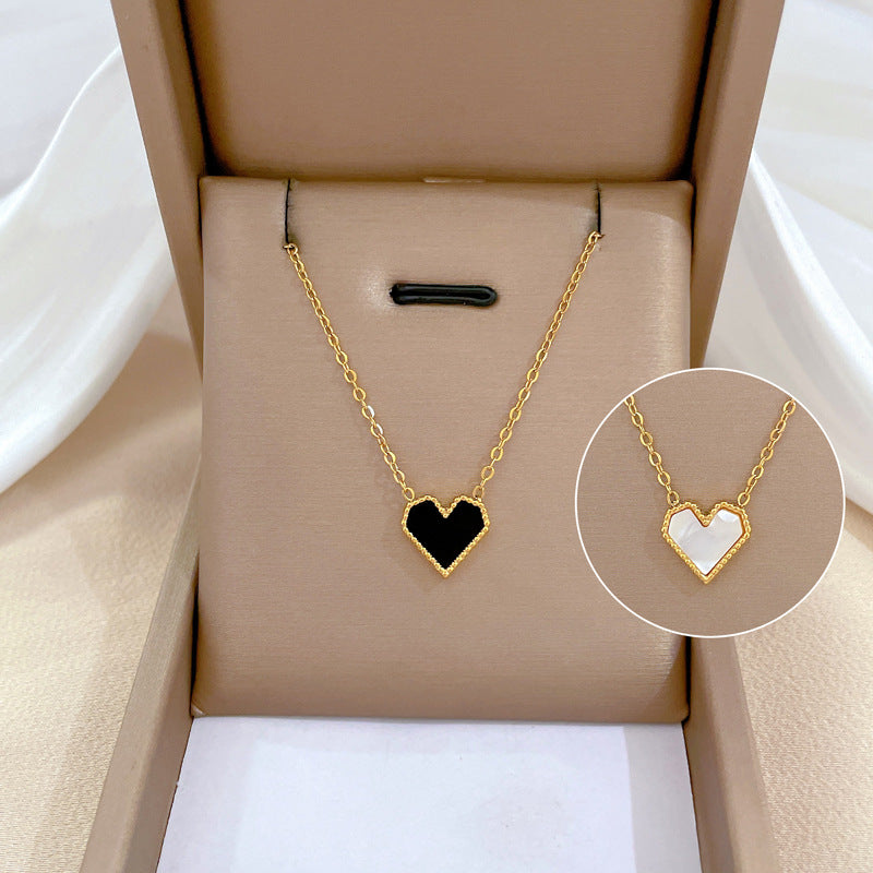 Collana Punk Minimalista Dolce Cuore Geometrico in Acciaio Inossidabile con Catena Irregolare