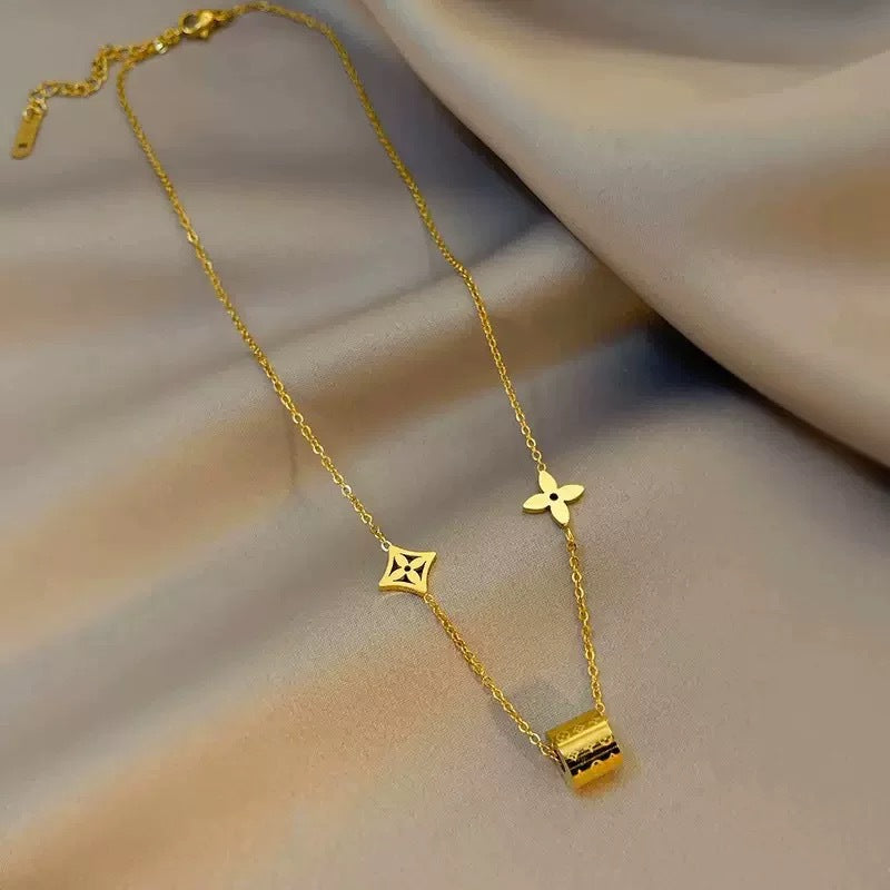 Minimalist Elegant Hollow Titanium Steel Plated Pendant Necklace for Women and Men