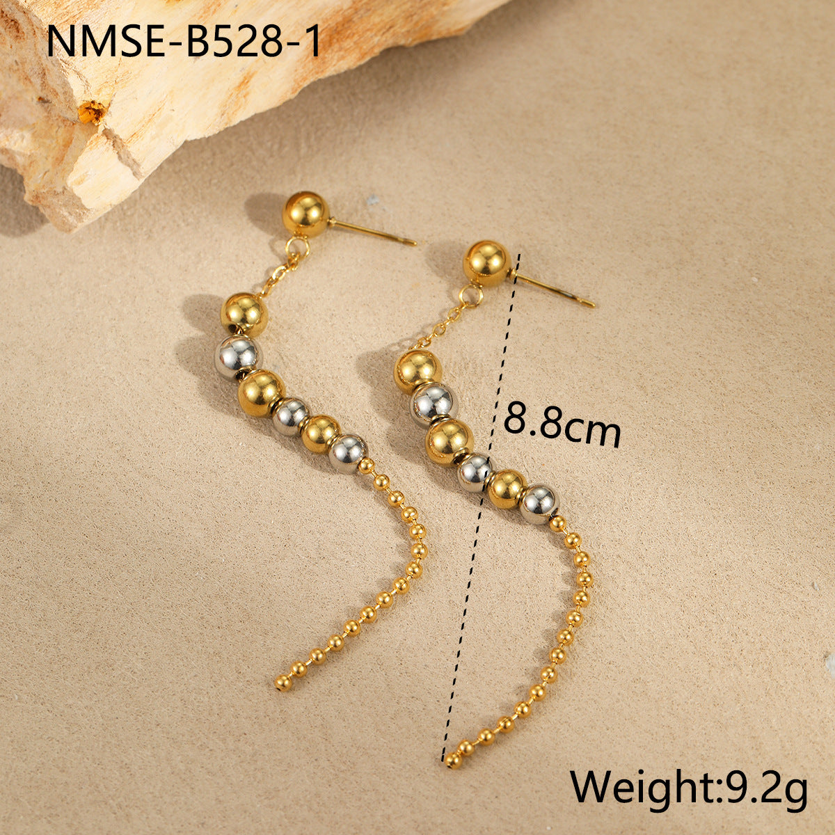 Orecchini geometrici in acciaio inossidabile alla moda con placcatura in oro 18 carati e design a sfera rotonda per donna