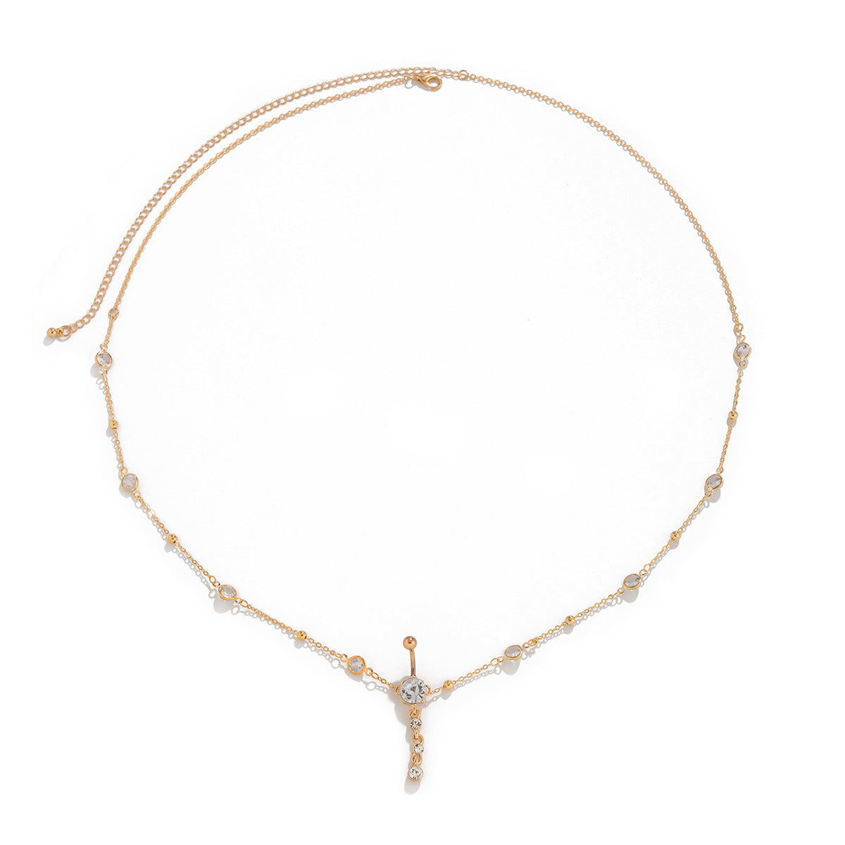 Minimalist Elegant Round Alloy Plated Ball Chain Body Chain with Tassel Pendant for Women