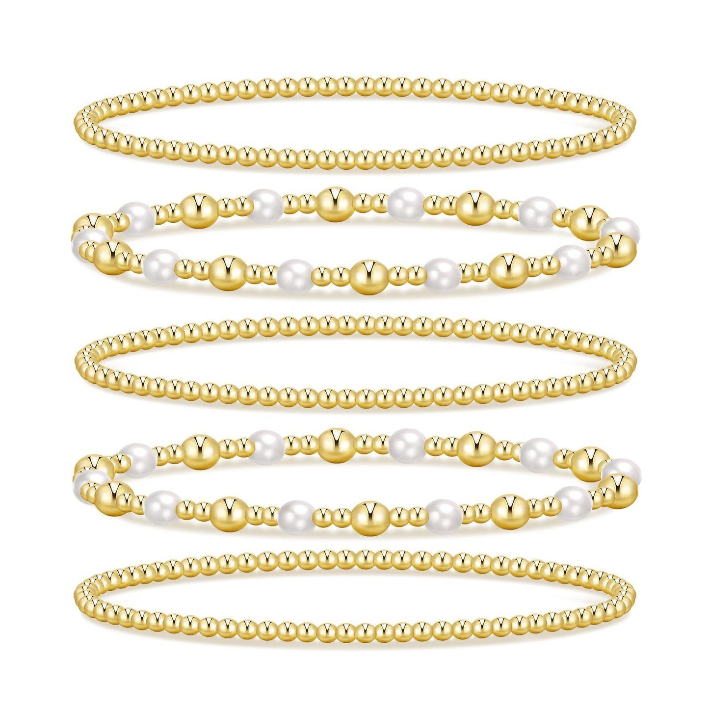 Minimalist Geometric Gold Plated Hematite Pearl Beaded Bracelet for Women