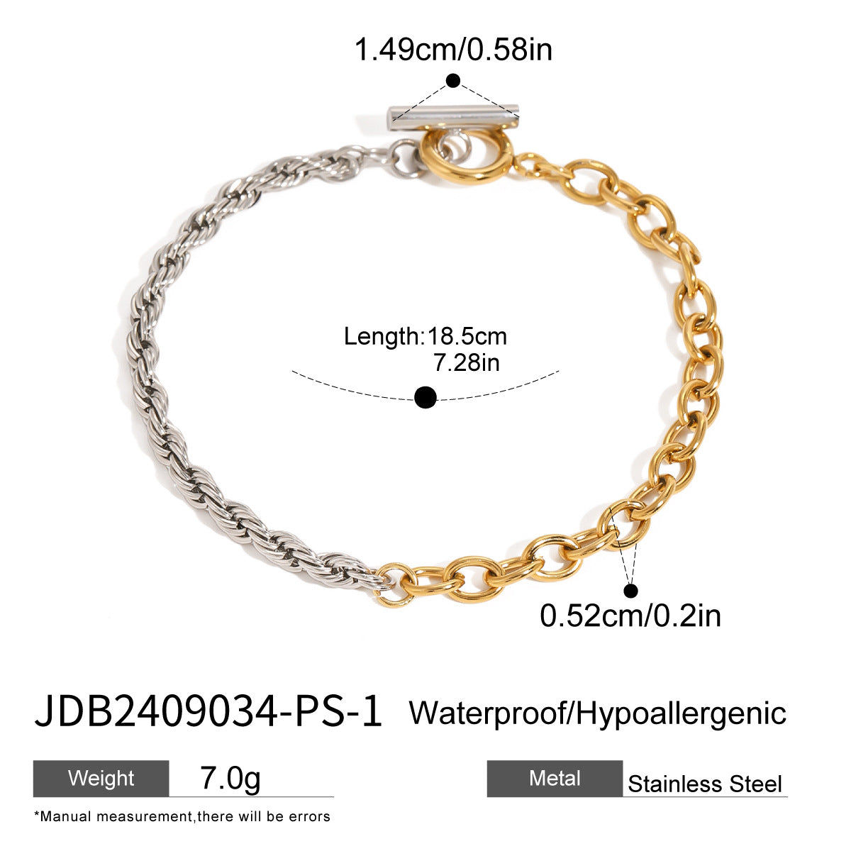 Geometric Stainless Steel Plated Rhinestone Bracelet for Women