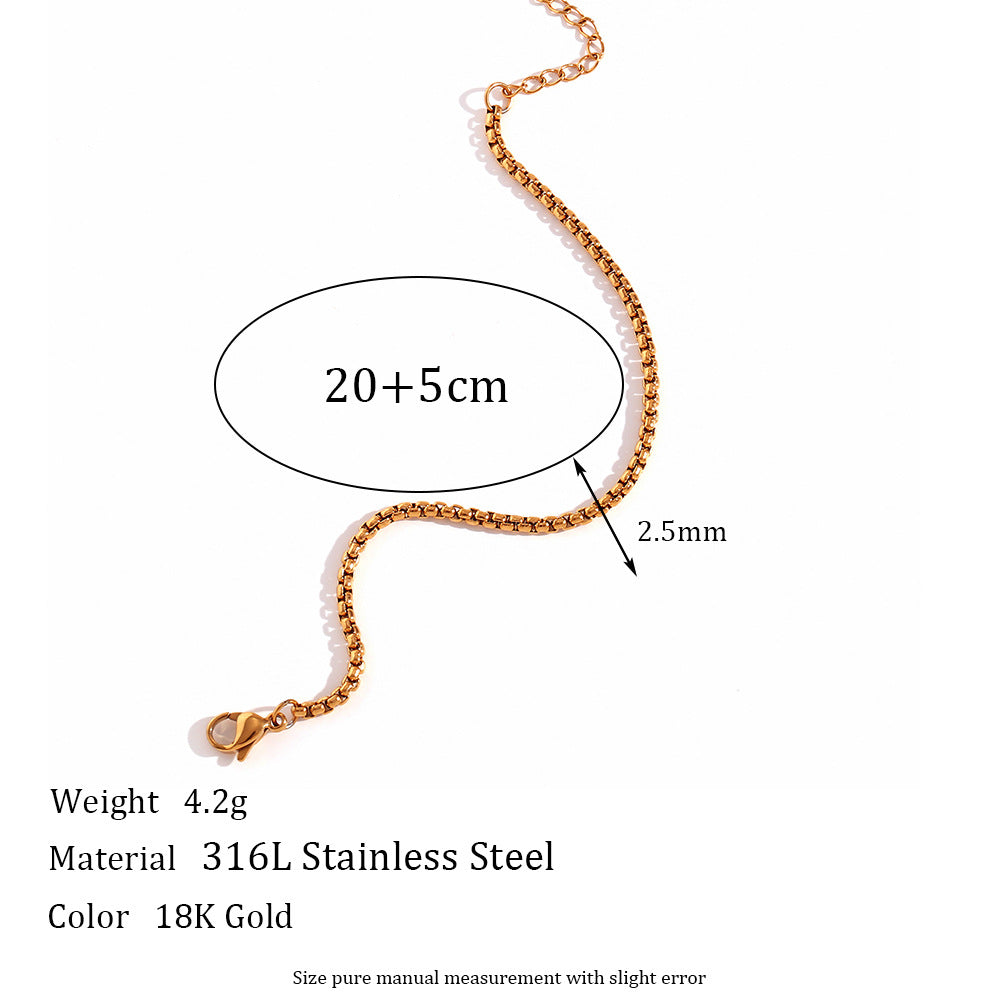 Minimalist Geometric Titanium Steel Plated 18K Gold Pearl Chain Necklace for Women