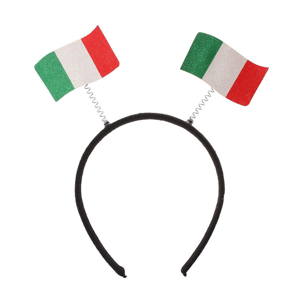Fascia per capelli con bandiera nazionale in plastica dal design moderno e minimalista, per tifosi, feste e decorazioni, unisex