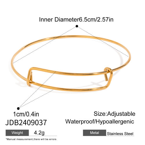 Bracciale Minimalista a Cuore in Acciaio Inox con Finitura Placcata per Donna
