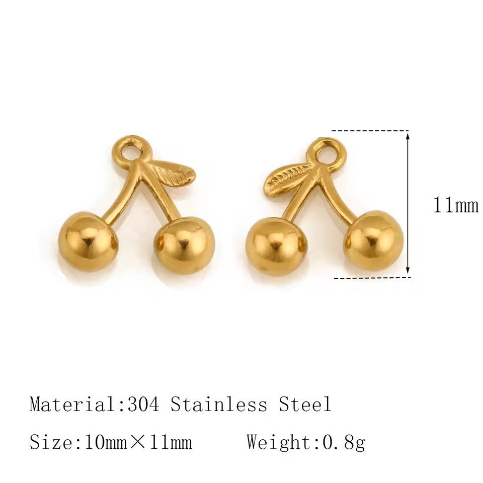 Vintage 18K Gold Plated Stainless Steel Fruit Pendant Charm Bar for Women