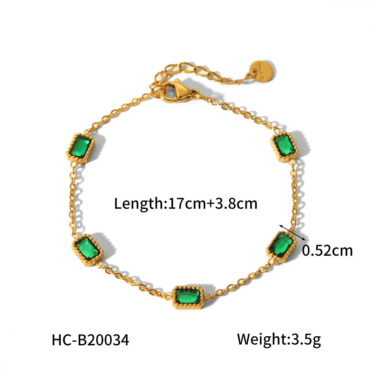 Bracciale da donna in acciaio al titanio stile INS con placcatura in oro 18 carati e intarsio di zirconi geometrici
