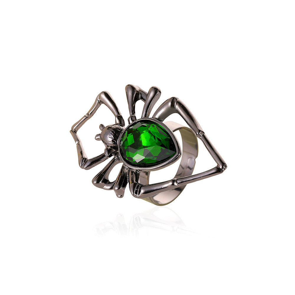 Pendientes llamativos góticos con araña en aleación con acabado galvanizado para estilo punk de Halloween