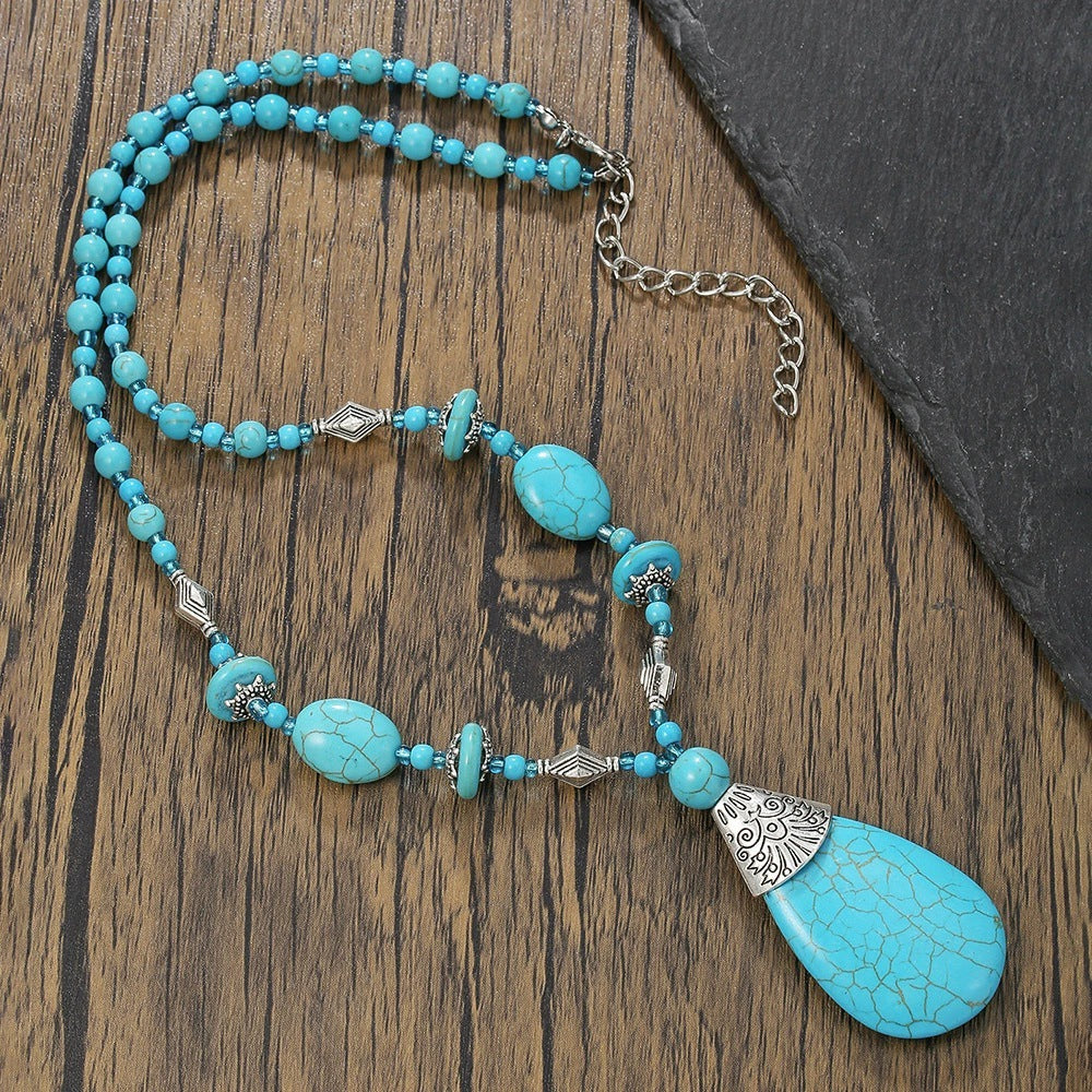 Hip-hop Punk Geometric Round Matte Stainless Steel Beaded Necklace with Alloy and Agate Pendant