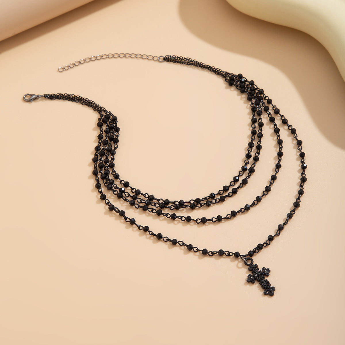 Collar de varias capas con colgante de cristal en forma de gota, estilo gótico oscuro dulce y atrevido, con acabado chapado, para mujer