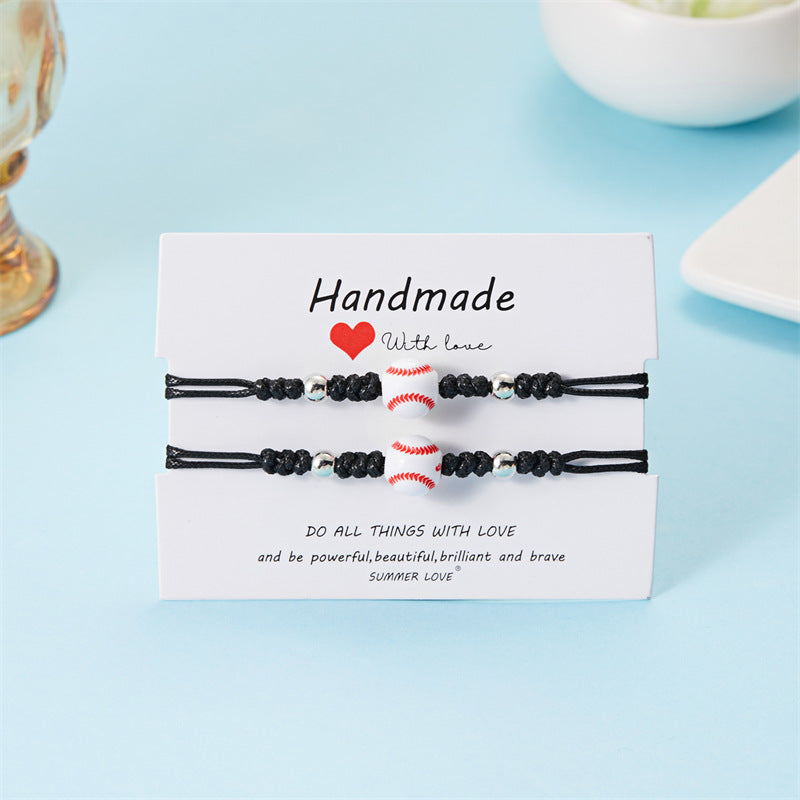 Handmade Adjustable Acrylic Ball Bracelet for Women Geometric Round Volleyball Tennis Theme Casual Fashion Jewelry