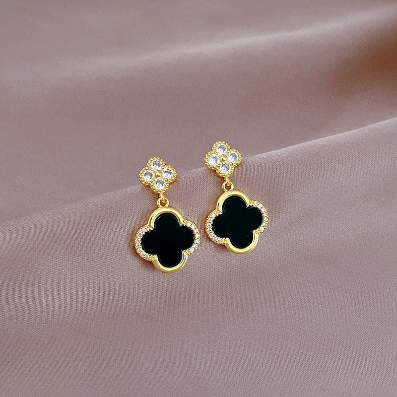 Luxury Titanium Steel Geometric Clover Necklace and Earrings Set