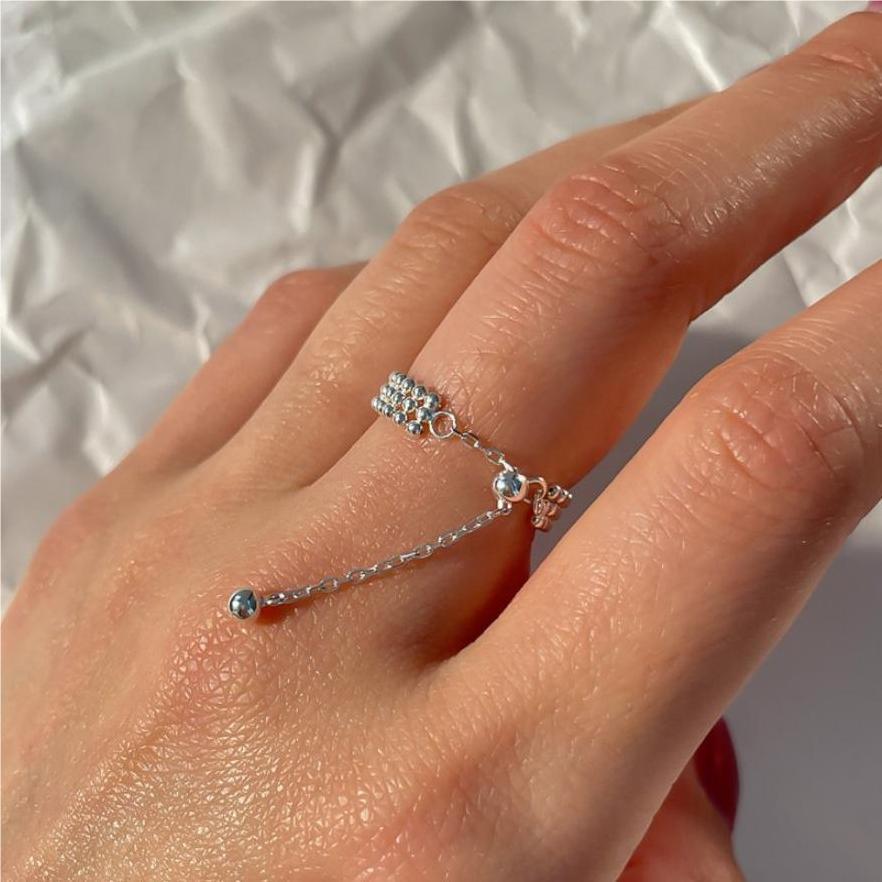 Minimalist Sweet 925 Sterling Silver Round Geometric Adjustable Ring for Women