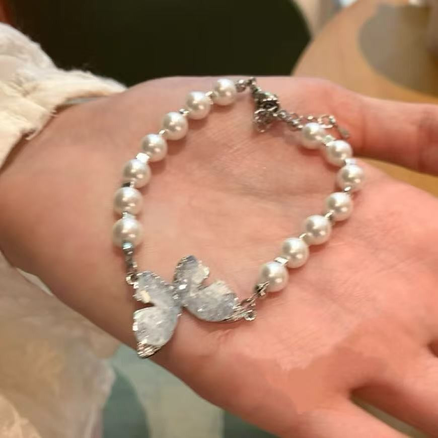 Bracciale a forma di stella, stile vintage francese elegante, con perle e zirconi, per donne, gioiello minimalista di lusso